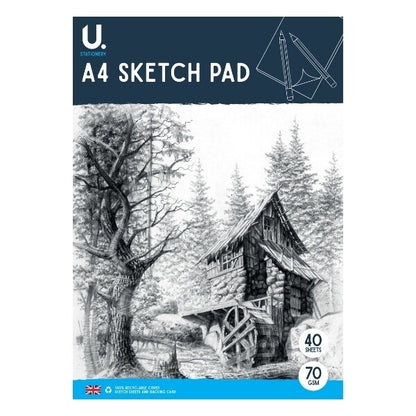 A4 Sketch Pad - White Paper Artist Craft Doodling Sketching With 12 Pencils