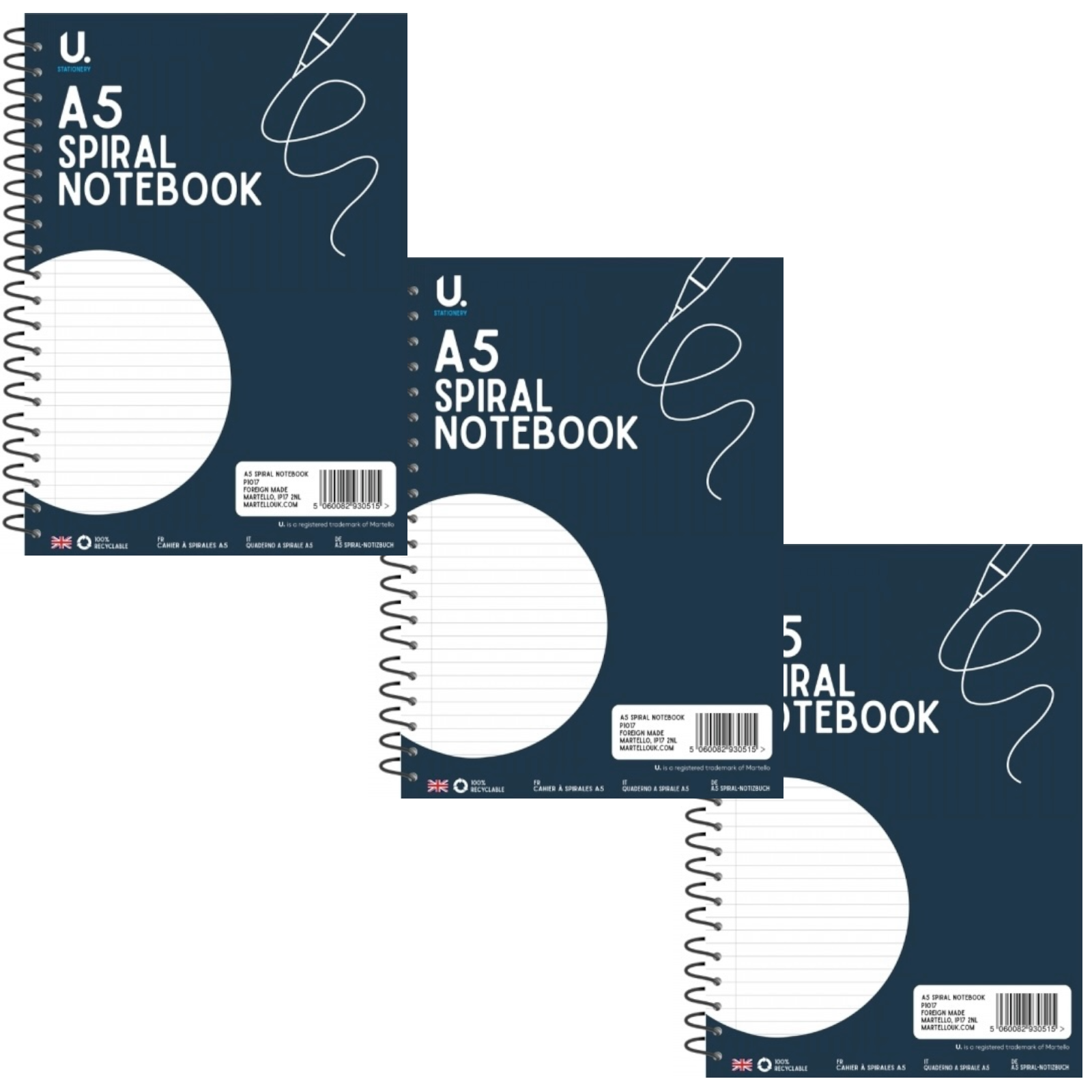 a5 spiral notebook pack of 3 soft cover 160 pages 60gsm white paper
