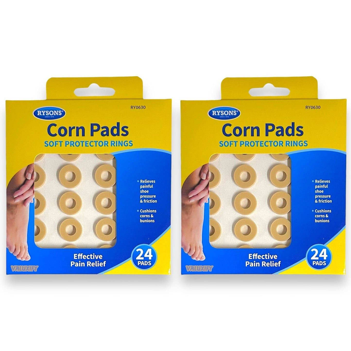 Corn Pads Round Foam Cushion Adhesive Protective Ring Plasters Pack of 2, 48 Pcs