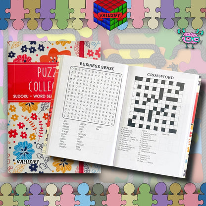 A6 Premium Puzzle Book Crossword Sudoku Word Search Travel Brain Activity Puzzle