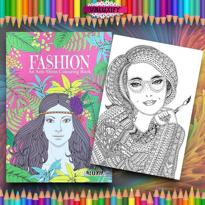 2 Adult Colouring Books Fashion Love Anti Stress Colour Therapy Mind Relax A4