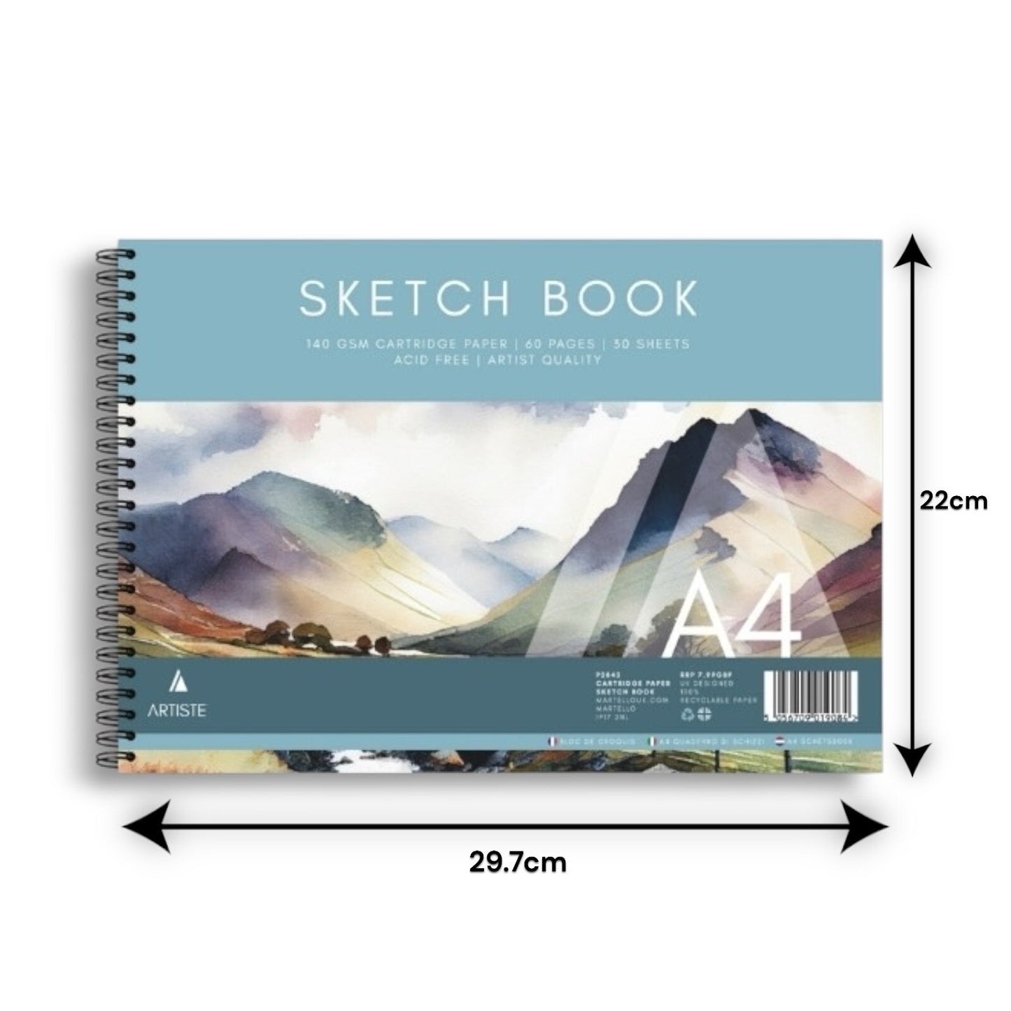 A4 Sketch Book White Paper Artist Craft Doodling Sketching 60 Pages Book Spiral