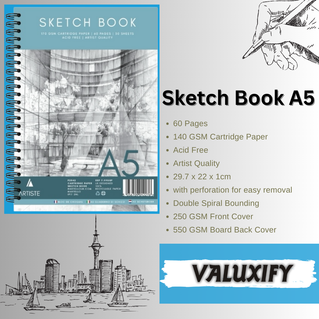 2  A5 Artist Sketch Book Artist Drawing Doodling Sketching Book Art Craft Spiral