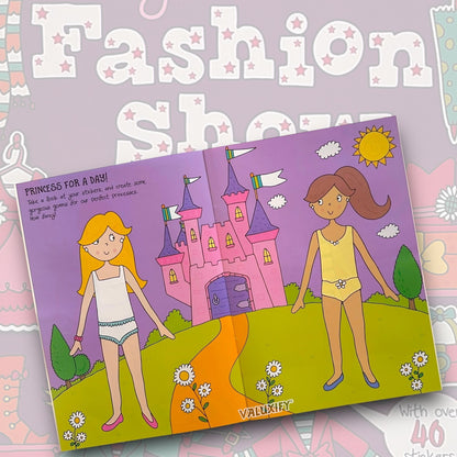 2x Fashion Sticker Books A4 Girls Fun Kids Books Show Activity Stickers Dress Up