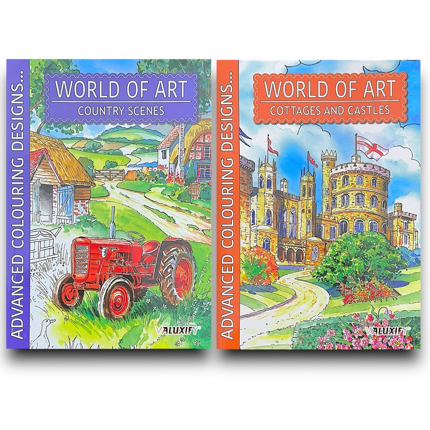 World of Art Country Scenes Cottages Castles Colouring Books