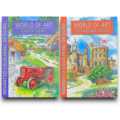 World of Art Country Scenes Cottages Castles Colouring Books