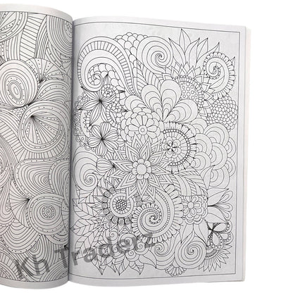 ADULT  COLOURING BOOK ANTI-STRESS Zen FUN  Colour Therapy ALL AGES MIND CALMING