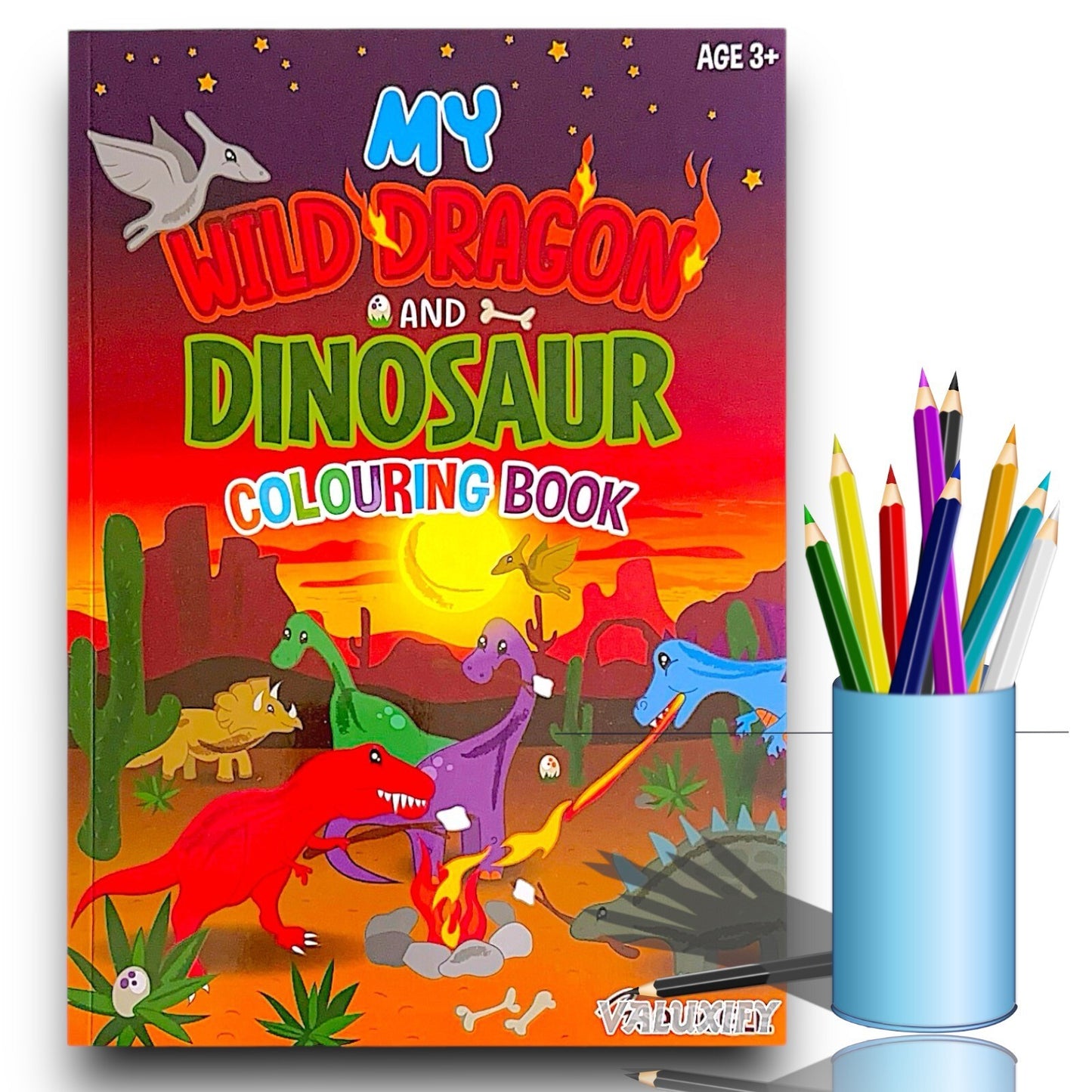 Dinosaur Colouring Activity Dragons Book Books Childrens Kids girls boys A4
