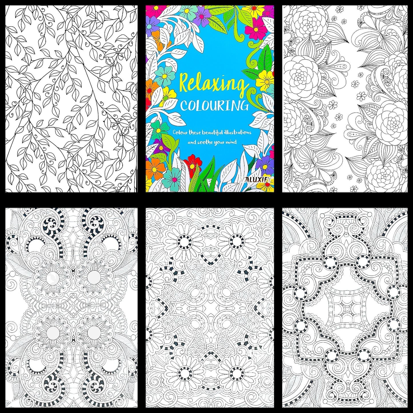 2 Adult Colouring Books Joyful Relaxing Anti Stress Colour Therapy Mind Relax A4