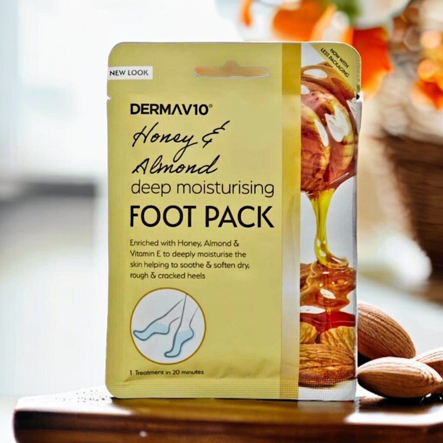 3x Foot Mask Socks Mask Honey & Almond Moisturising for Dry Rough Crocked Heels