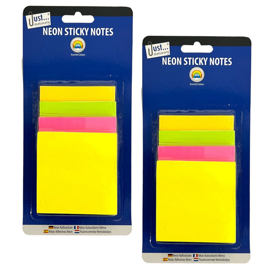 2 Sticky Notes Self Adhesive Small Removable 4 Neon Color Office Paper Memo Pads