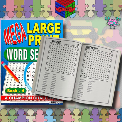 A4 Mega Puzzle Large Print Word Search Puzzle Book Books 120 BRAIN PUZZLES
