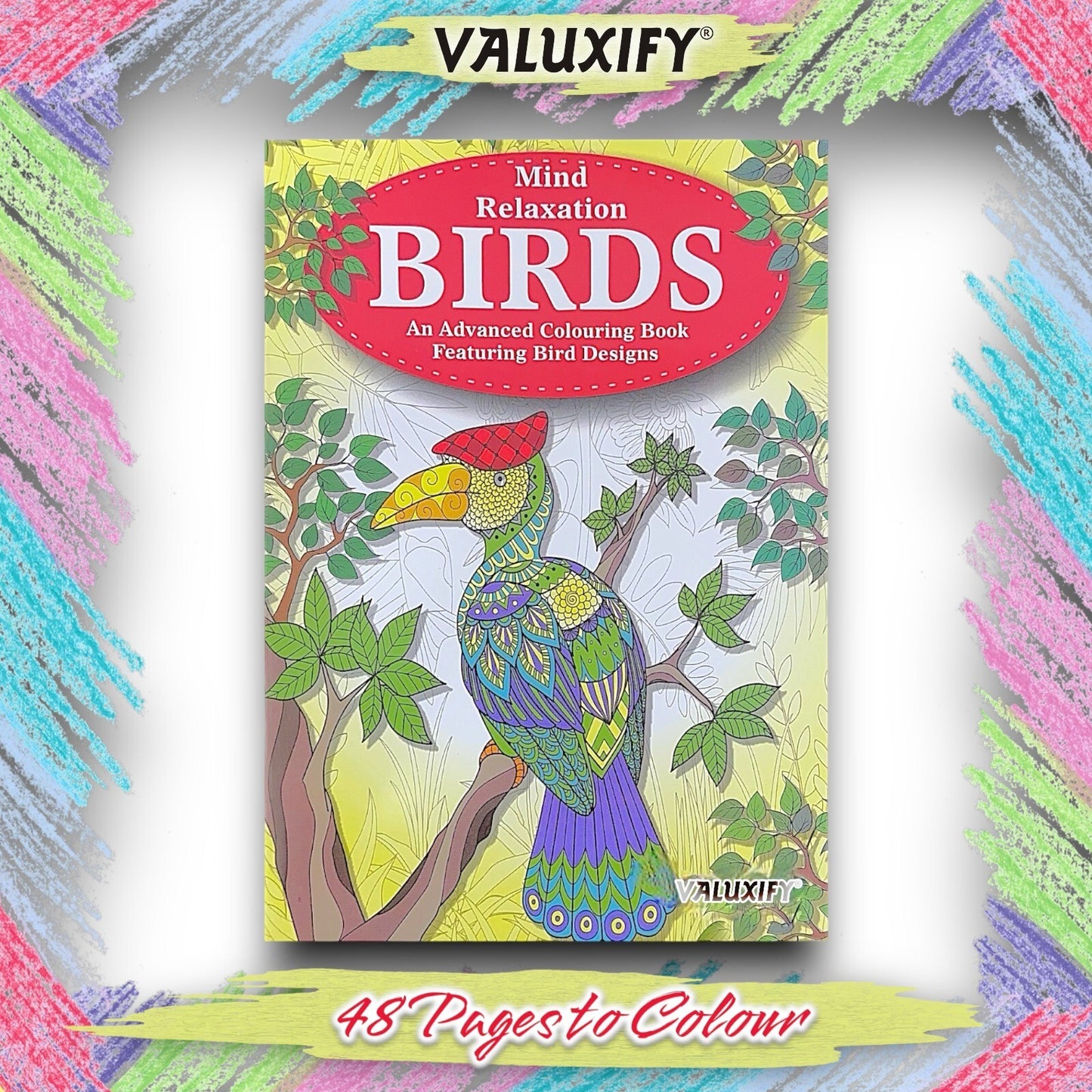 Birds BOOK Advanced COLOURING  MIND RELAXING Adult Colour Therapy  + 18 Pencils