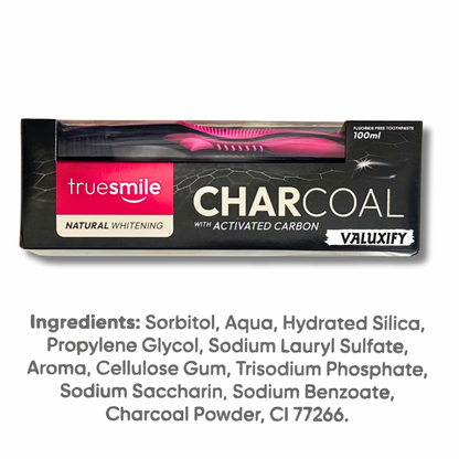 Charcoal Activated Carbon Toothpaste  Cleansing Whitening Free Toothbrush-6 Pack