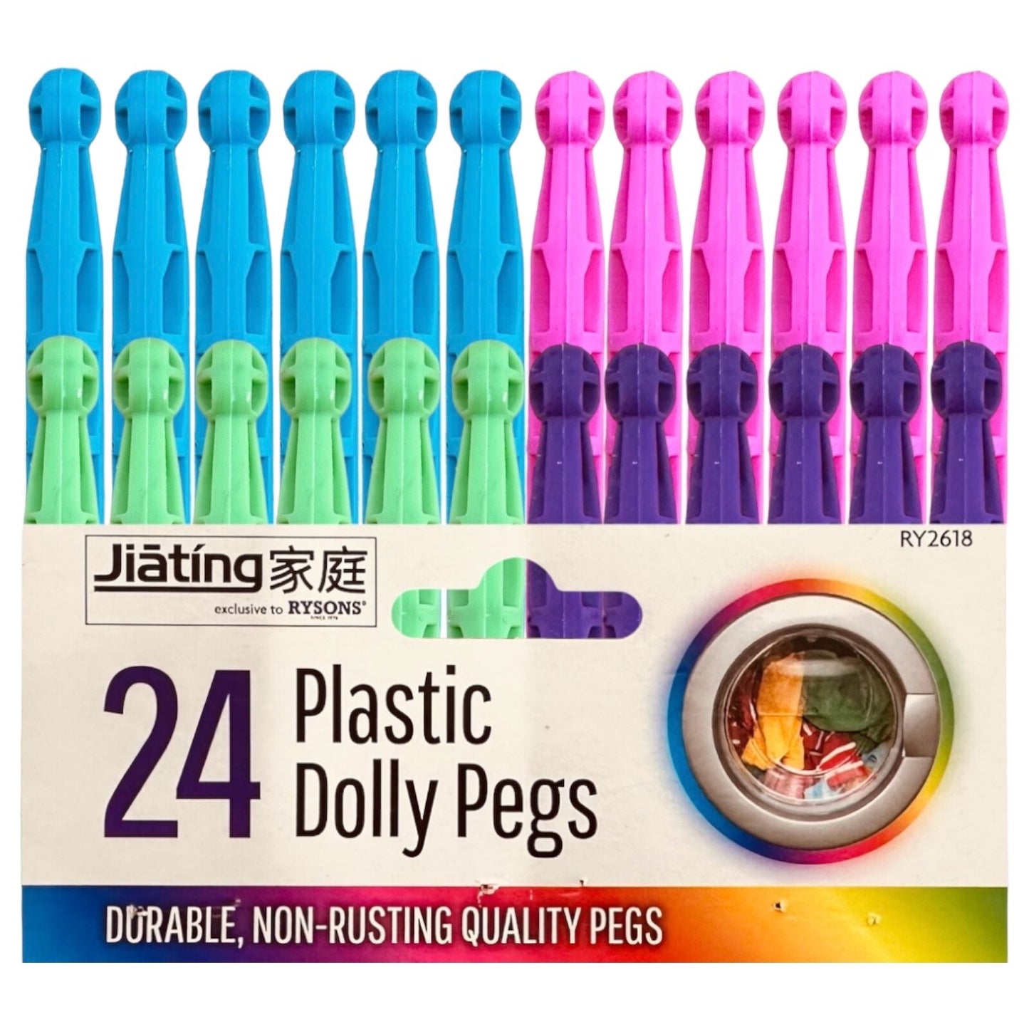 Dolly Peg Super Strong plastic Clothes Pegs Clip Washing Line Airer Dry Line 24