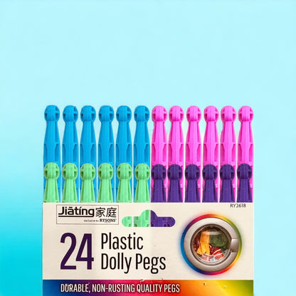 Strong Dolly Pegs | Durable Plastic Laundry Washing Clothes Line Coloured 96 Peg