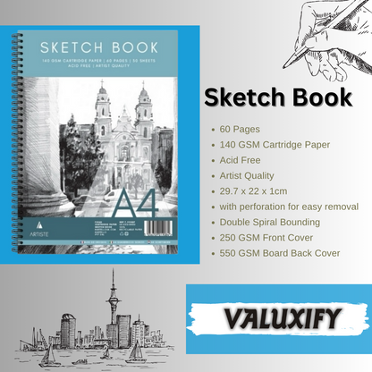 A4 Sketch Book White Paper Artist Craft Sketching Drawing 1 Random Book Spiral