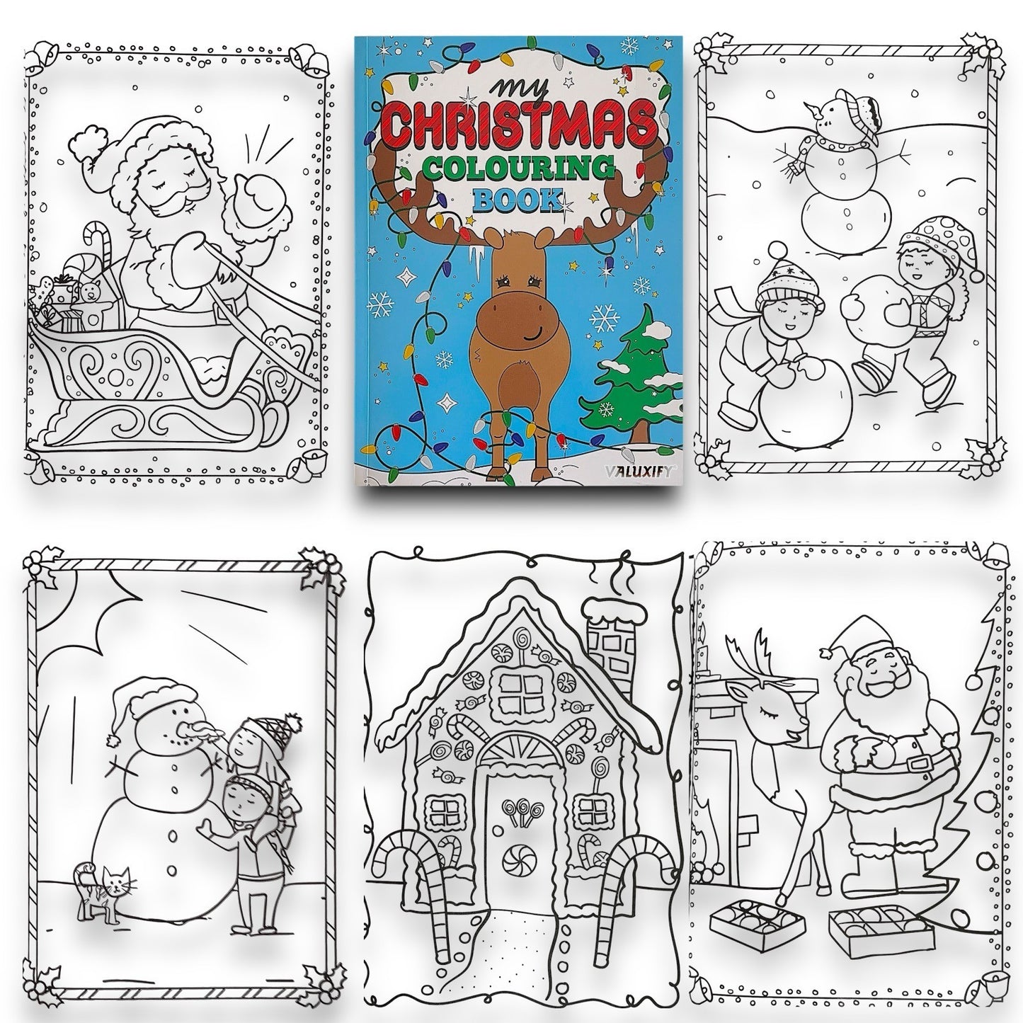 Christmas Colouring Book Kids Children Books Activity Sticker Woobly Eyes