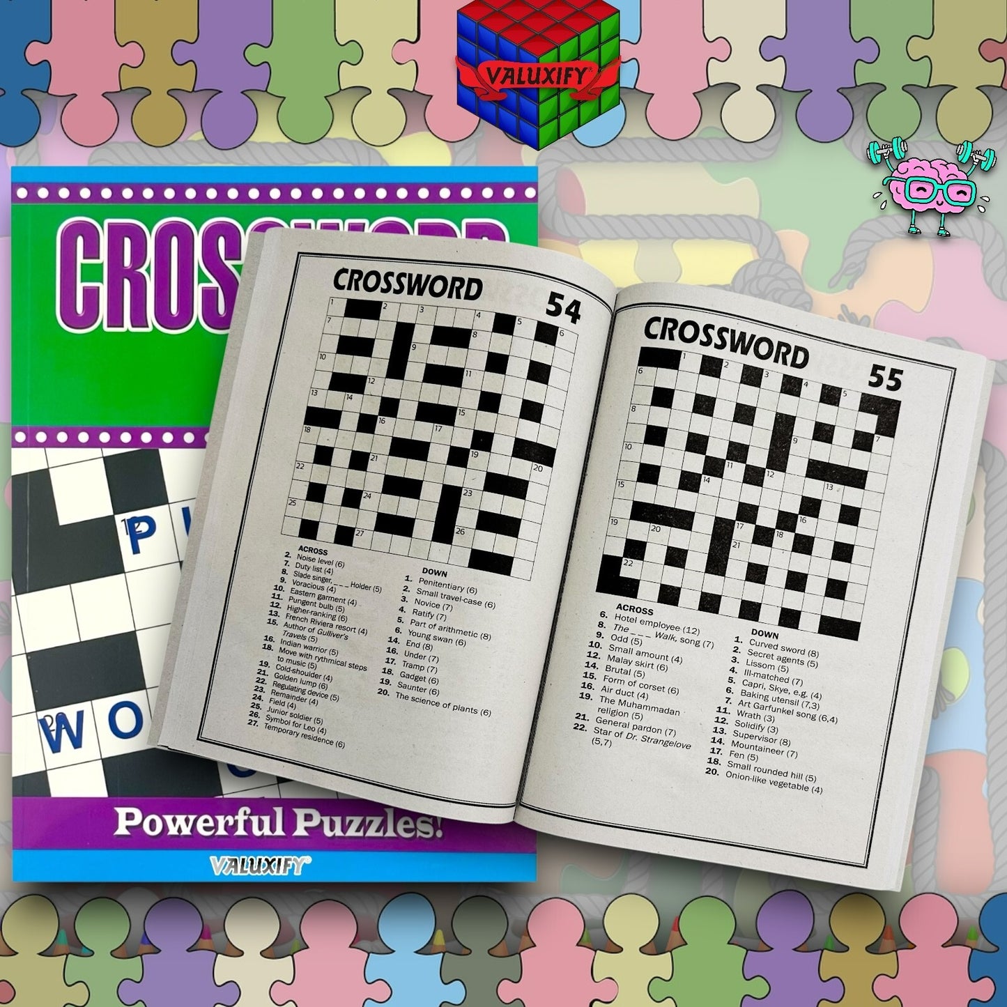 2 | Crossword Puzzles A4 Large Print Puzzle Book Trivia Fun Adult Children Brain