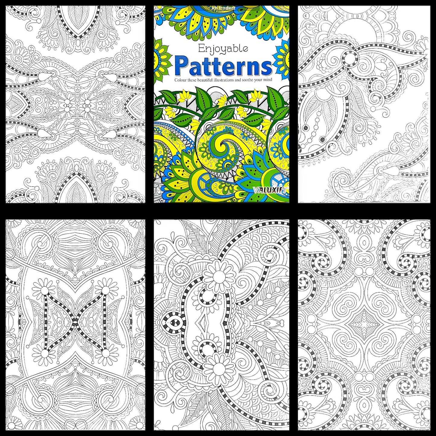 Adult Anti Stress Colouring Book Flowers Patterns Zen Doodle Mindfulness Floral