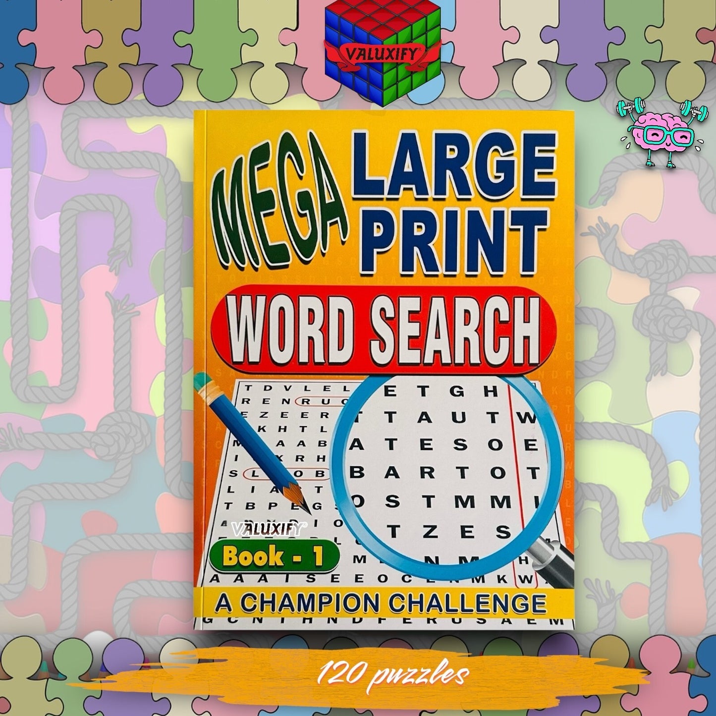 A4 Mega Puzzle Large Print Word Search Puzzle Book Books 120 BRAIN PUZZLES