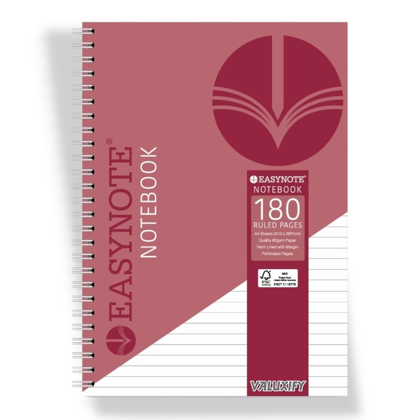 A4 Premium Spiral Notebook Note Pad Notes 180 Lined pages 80gsm Paper Easynote