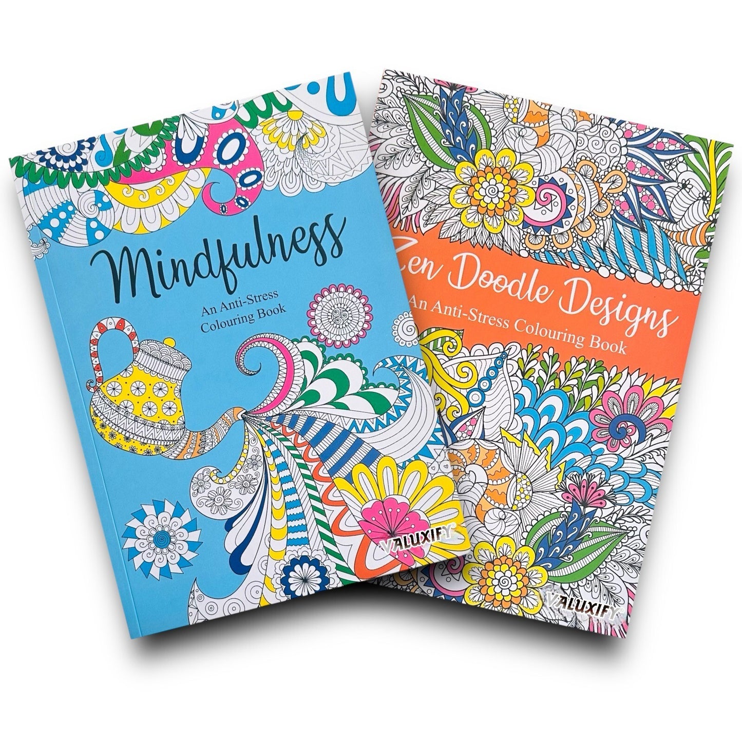 2x Adult Colouring Books Zen & Mindfulness Anti Stress Colour Therapy Mind Relax