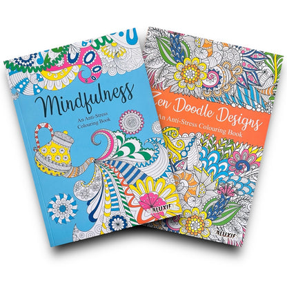2x Adult Colouring Books Zen & Mindfulness Anti Stress Colour Therapy Mind Relax