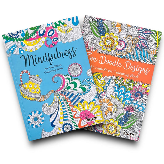 2x Adult Colouring Books Zen & Mindfulness Anti Stress Colour Therapy Mind Relax