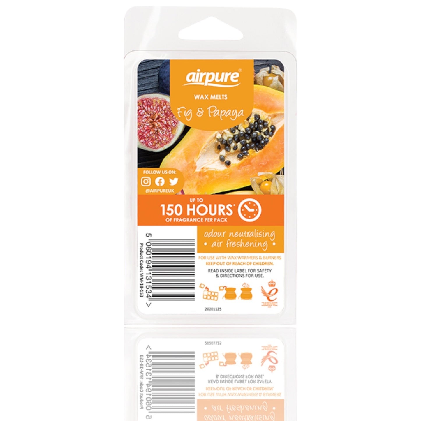 AIRPURE FIGS & PAPAYA WAX MELTS  SCENTED HOME ROOM FRAGRANCE EACH 150 HOURS