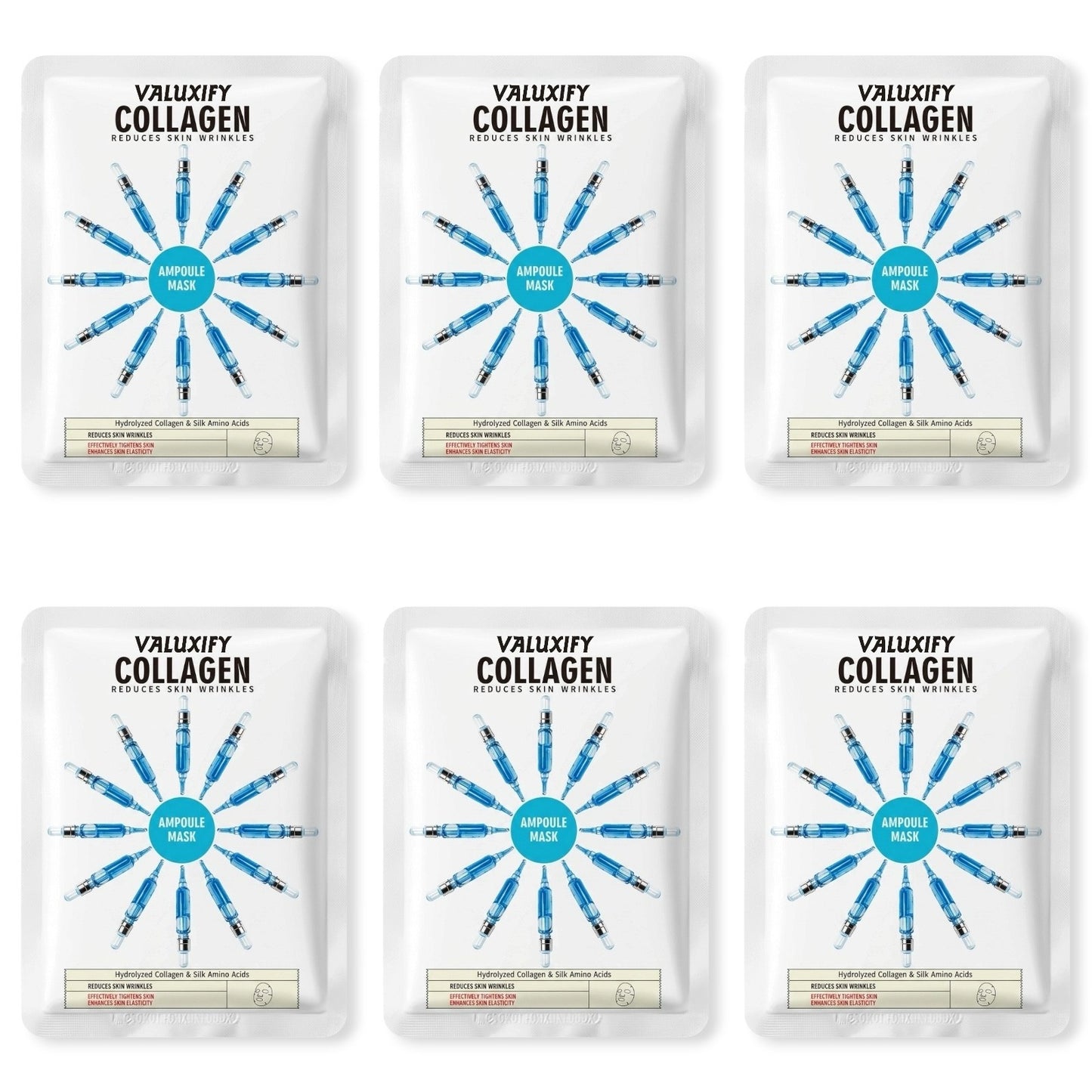 6 Moisturising Hydrating Face Mask Sheet Facial Mask Multi Pack Aloevera Collage