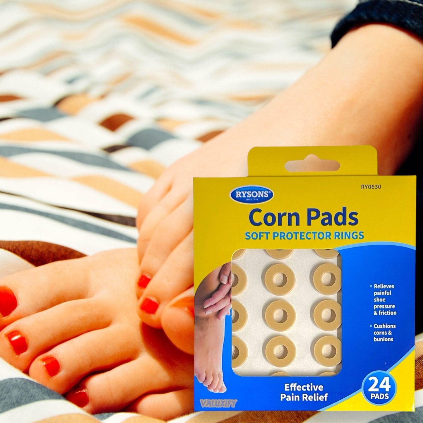 Corn Pads Round Foam Cushion Adhesive Protective Ring Plasters Pack of 2, 48 Pcs