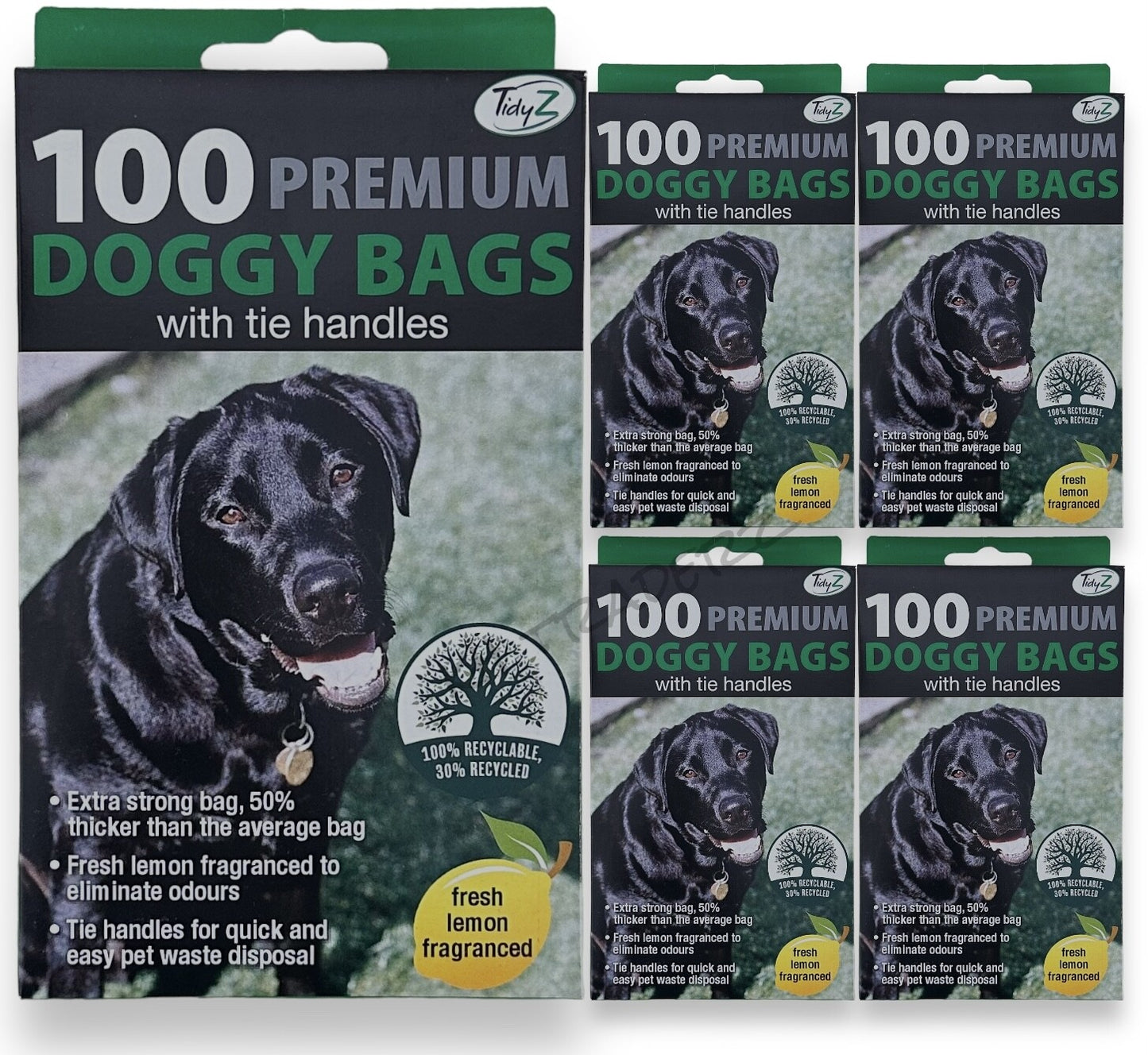 Tidzy Dog Waste Bags – Strong Leak-Proof Poop Bags with Tie Handles, 26×29cm