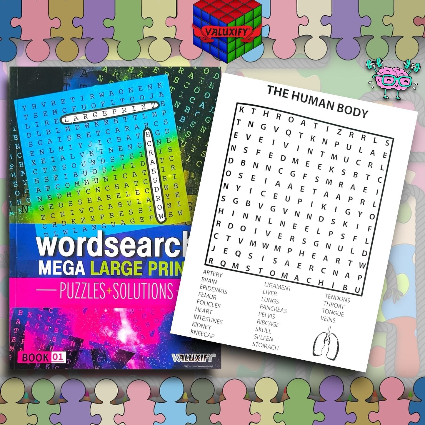 2 A4 Quiz Puzzle Mega Large Print Word Search Books Wordsearch Puzzle Book Adult