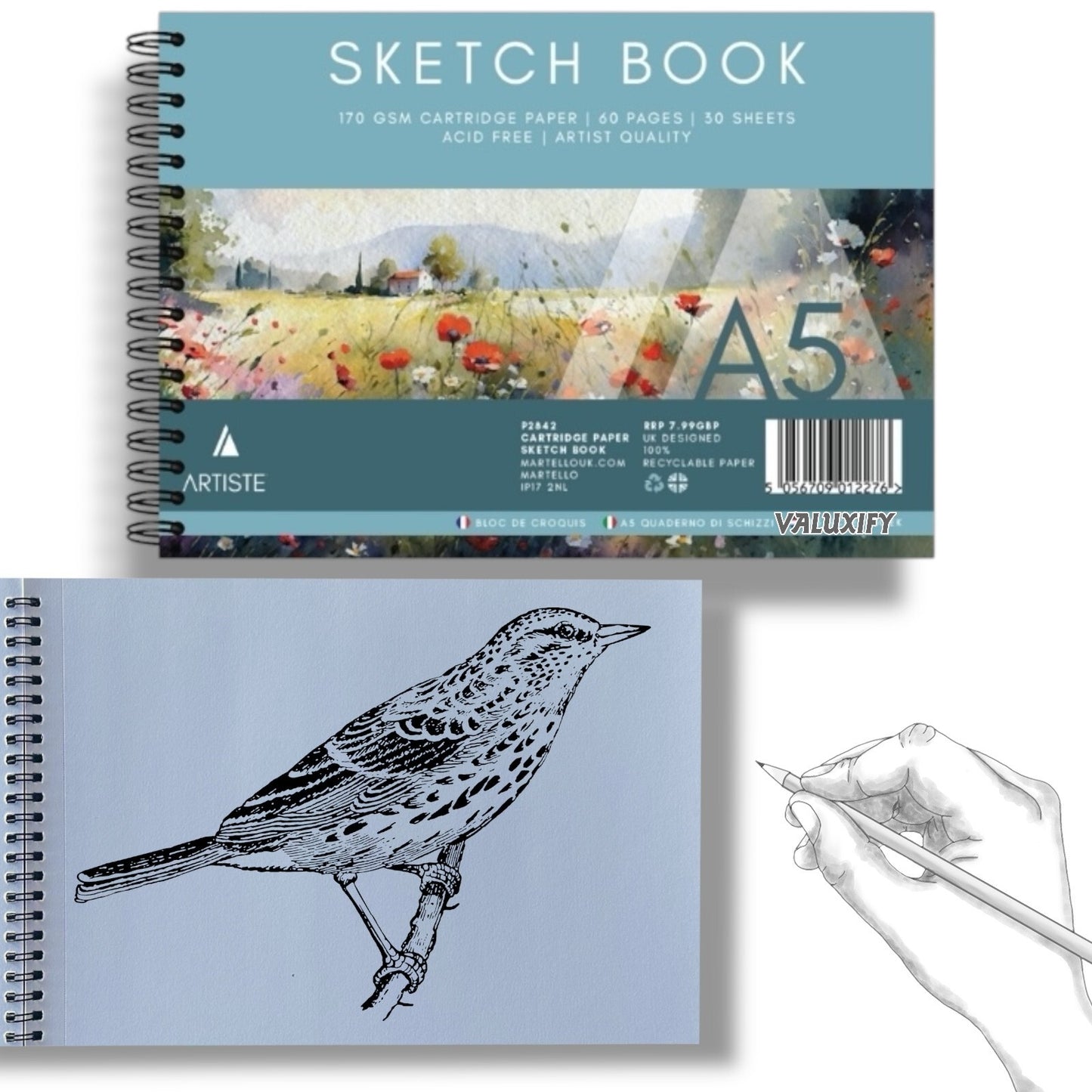 2  A5 Artist Sketch Book Artist Drawing Doodling Sketching Book Art Craft Spiral