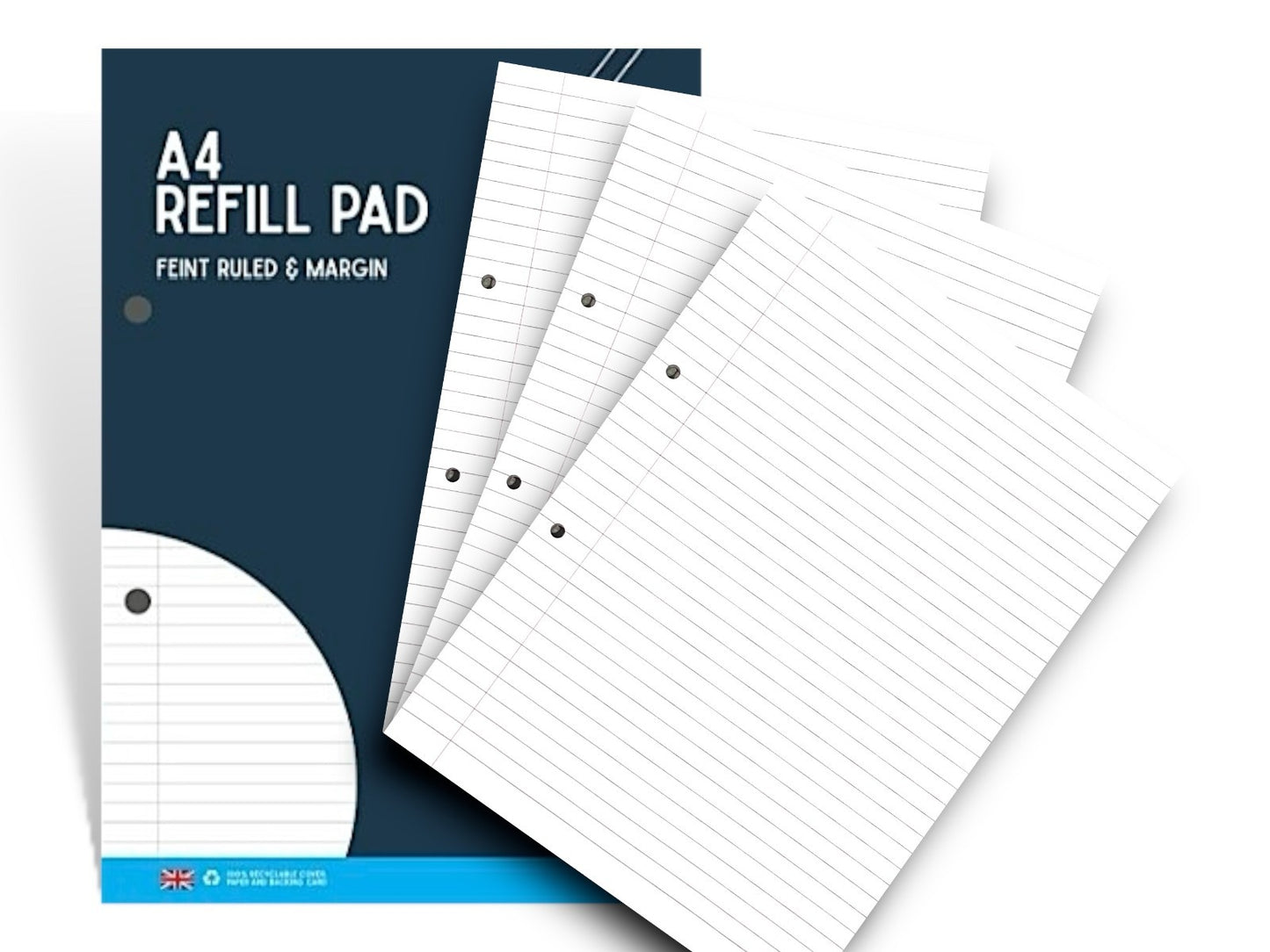 A4 lined Refill Pad 130 Pages Notepad Memo Writing Ruled Student Office School