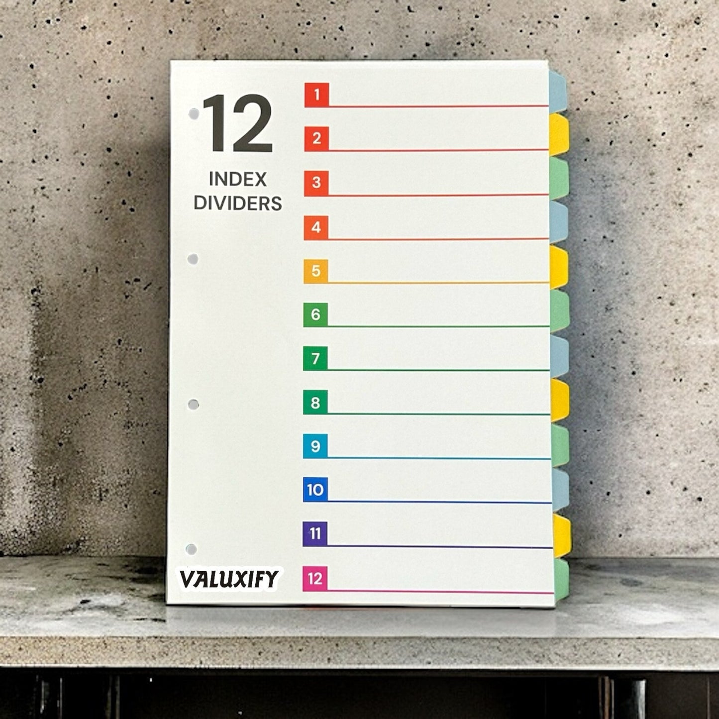 A4 Index Dividers Tabbed Sections Punched Dividers Office School Home 12 sheets