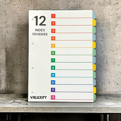 A4 Index Dividers Tabbed Sections Punched Dividers Office School Home 12 sheets