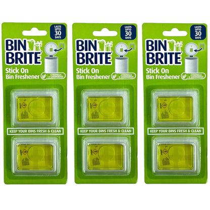 3pk BIN AIR FRESHNERS Lemongrass Kitchen Dustbin Swing Pedal Odour Remover
