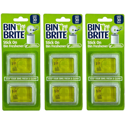 3pk BIN AIR FRESHNERS Lemongrass Kitchen Dustbin Swing Pedal Odour Remover