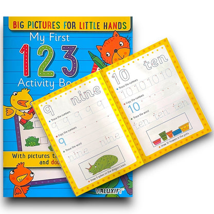 3 X KIDS ACTIVITY FIRST LEARNING BOOKS NUMBERS SHAPES LETTER COPY TRACE