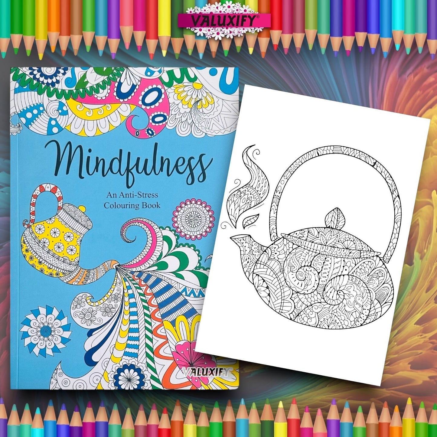 2x Adult Colouring Books Zen & Mindfulness Anti Stress Colour Therapy Mind Relax