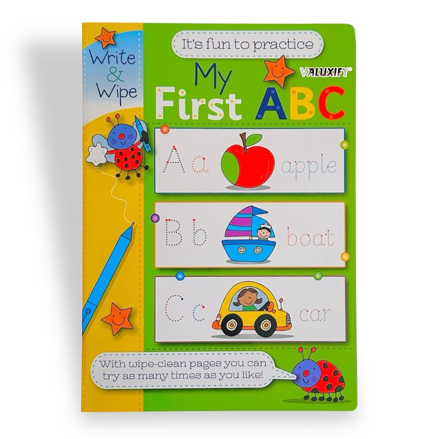 Kids Learning Books ABC Numbers Writing Reading Wipe Clean Pages Fast Shipping