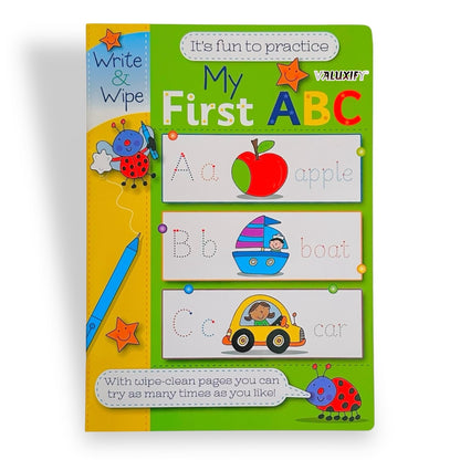 Kids Learning Books ABC Numbers Writing Reading Wipe Clean Pages Fast Shipping