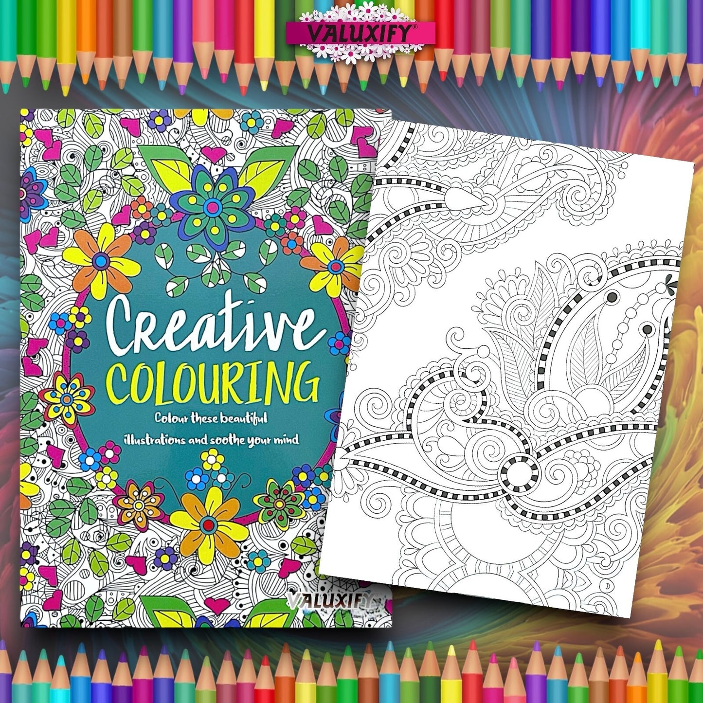 2 Adult Colouring Books Love & Creative Anti Stress Colour Therapy Mind Relax A4