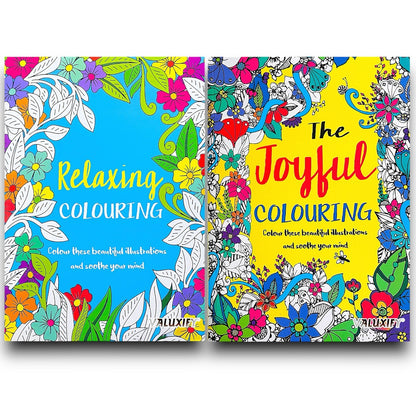 2 Adult Colouring Books Joyful Relaxing Anti Stress Colour Therapy Mind Relax A4