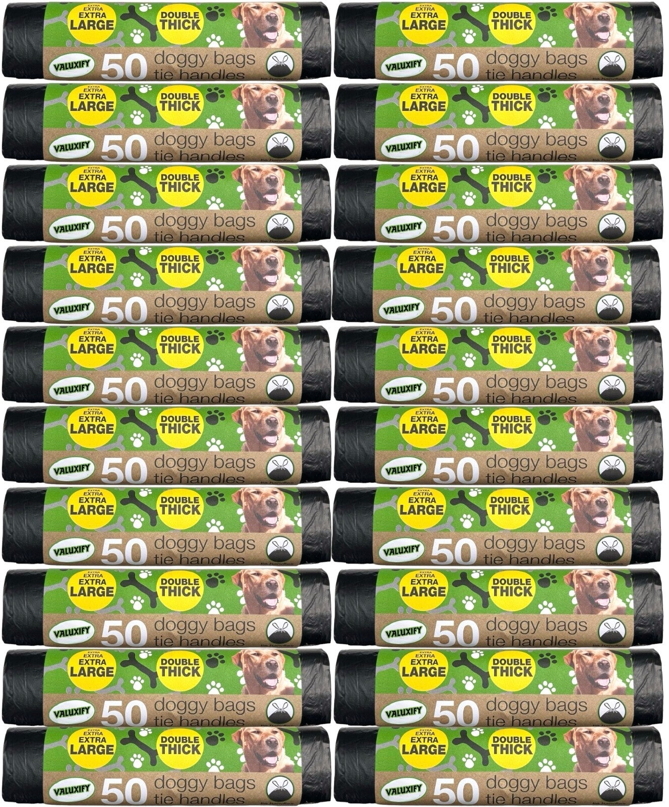 Doggy Poop Bags Extra Strong Double Thick  Extra Large Tie Handle  Poo 1000 bags