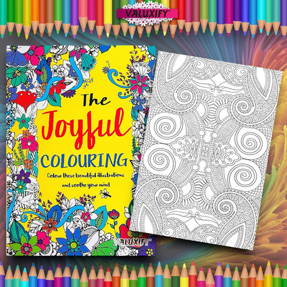 COLOURING BOOK JOYFUL COLOUR THERAPY MIND RELAXING ADULT KIDS A4