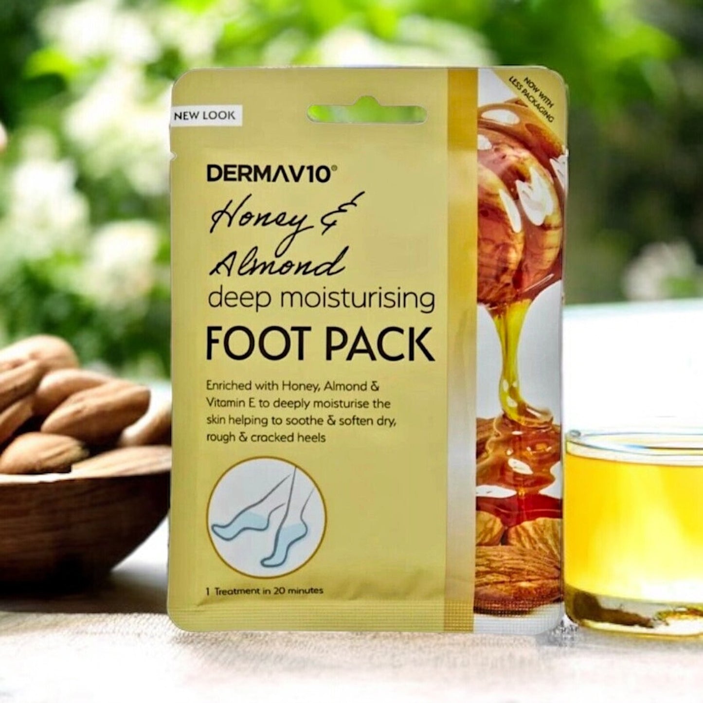 Honey & Almond Derma Foot Mask Socks Moisturising for Dry Rough Crocked Heels