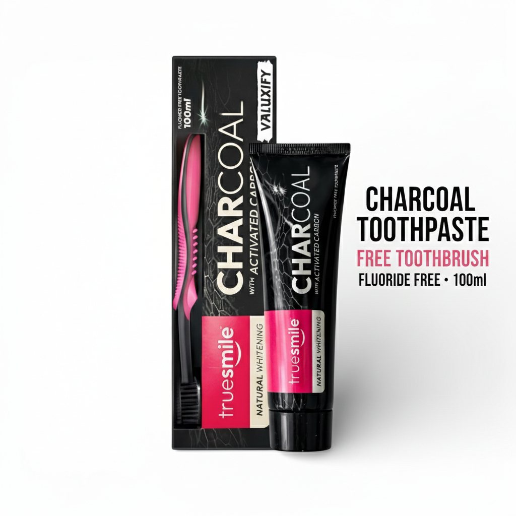 Truesmile Charcoal Toothpaste Fluoride Free  Activated Carbon Free Toothbrush